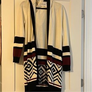 Olive + Oak Chic Geometric Open Front Hooded Cardigan